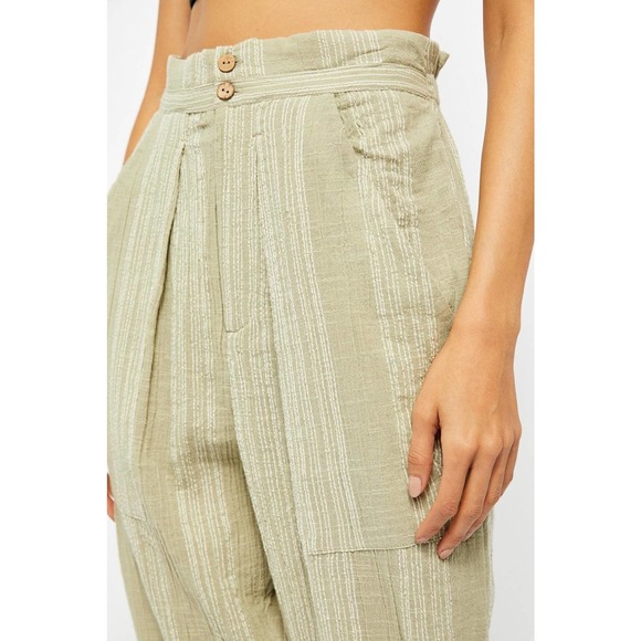 NWT Free People Semi Sweet Sage Striped Pant - Picture 10 of 11